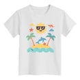 thumbnail image 2 of Girls' Tops Kids Unisex Island Print Casual Short Sleeve Tee Girls Clothes White 12-18 Months, 2 of 4