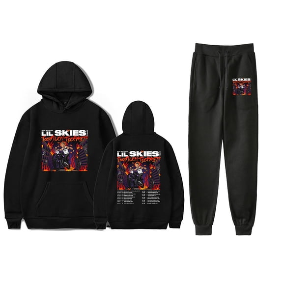 Lil Skies Too Much Too Fast Tour Sweatsuit Fashion Hoodies Jogger Pants 2 Pieces Sets