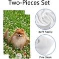 thumbnail image 2 of Absorbent Soft Hand Fingertip Towels 2 Pcs Face Bath Towels Set Dog Sits in a Spring Meadow Washcloths for Bathroom Hotel Kitchen 30x15in, 2 of 6