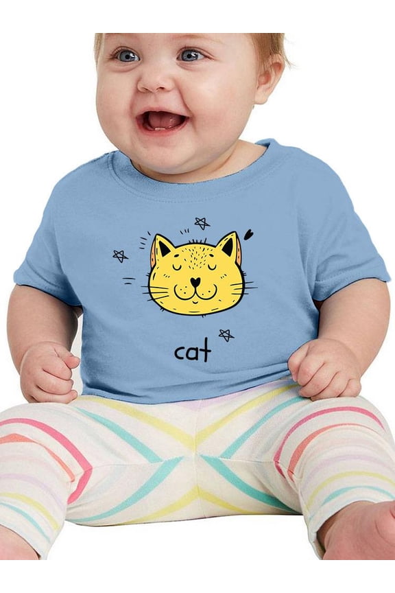 Cute Cat Face Doodle T-Shirt Infant -Image by Shutterstock, 24 Months