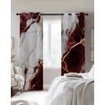 thumbnail image 3 of Marble Red Blackout Curtains 45 Inches Long for Bedroom, Modern Abstract Gold White Brick Stone Motif Thermal Insulated Room Darkening Black Out Window Curtain Panels Grommet Drapes for Living Room, 3 of 8