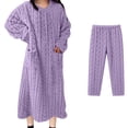 thumbnail image 7 of yillto Women Fleece Nightgowns Long Sleeve Plush Loungewear Sherpa Fuzzy Pajamas Pants 2 Piece, 7 of 7