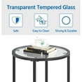 thumbnail image 4 of XiHuaZhaoChen Black Glass End Table Set of 2, Round Side Table Modern Style Tall End Table Accent Table with Glass Top & Metal Frame, 2pcs Glass Side Table for Living Room, Balcony, Bedroom, 4 of 10
