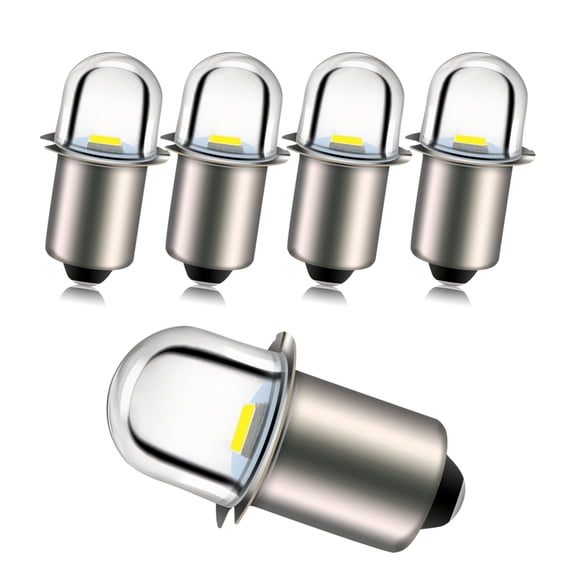 Ruiandsion P13.5S Tiny Cylinder LED Bulbs,6V 0.42W 80LM 6000K White for Micro Flashlight DIY Project Non-Polarity,5-Pack