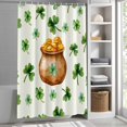 thumbnail image 6 of St. Patrick's Day Small Stall Shower Curtain, Waterproof Shower Curtains for Bathroom, Spring Gold Coin Botanical Clovers Leaves Washable Fabric Bath Curtain for Bathtub with Hooks 36x72 Inches, 6 of 9