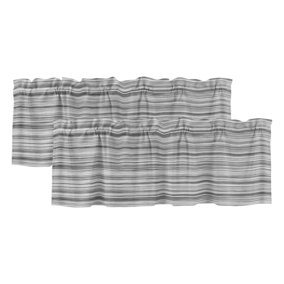 Gray Striped Valances for Window 2 Pack, Boho Ash Gray Lines Wood Grain Rustic Countryside Rod Pocket Curtains Valances Light Filtering Short Curtains for Kitchen Bedroom Bathroom 60 x 18 Inch