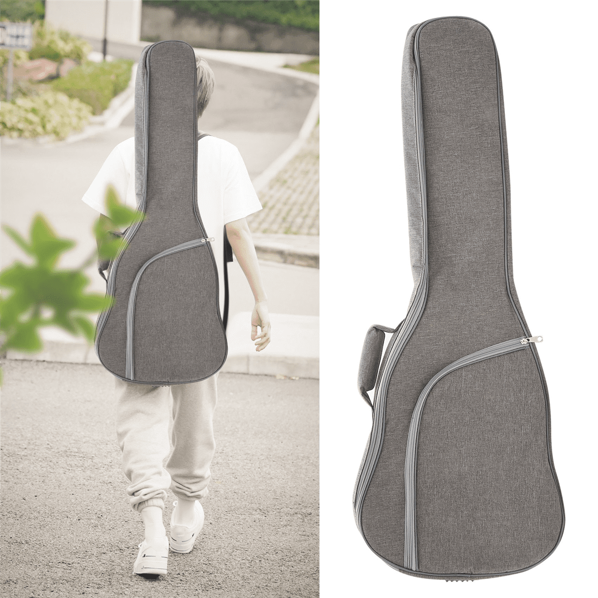 Electric Guitar Gig Bag 12MM Padding Dual Adjustable Shoulder for Electric Guitar Bass Guitar Classical Guitar and More,1 x guitar bag,Gray & Blue