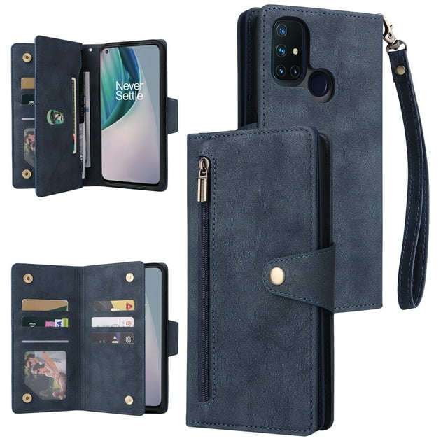 Case for OnePlus Nord N10 5G Magnetic Leather Zipper Wallet Cover Card Holder