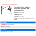 thumbnail image 2 of Front Right Window Regulator - Compatible with 1993 - 1999 Volkswagen Jetta 1994 1995 1996 1997 1998, 2 of 2