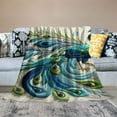 thumbnail image 2 of GOSMITH Lightweight Soft Blanket Elegant Peacock Decorative Satin Flannel Blanket White, 2 of 6