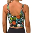 thumbnail image 3 of Haiem Balls Pattern Womens Sports Bra - U Neck Padded Low Impact Yoga Bra Workout Crop Top Gym Moisture-Wicking Workout Vest -X-Large, 3 of 9