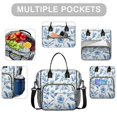 thumbnail image 2 of OBREWU Blue Pioneer Flower Women's Insulated Leakproof Large Lunch Bag, Oxford Cloth, 2 of 7