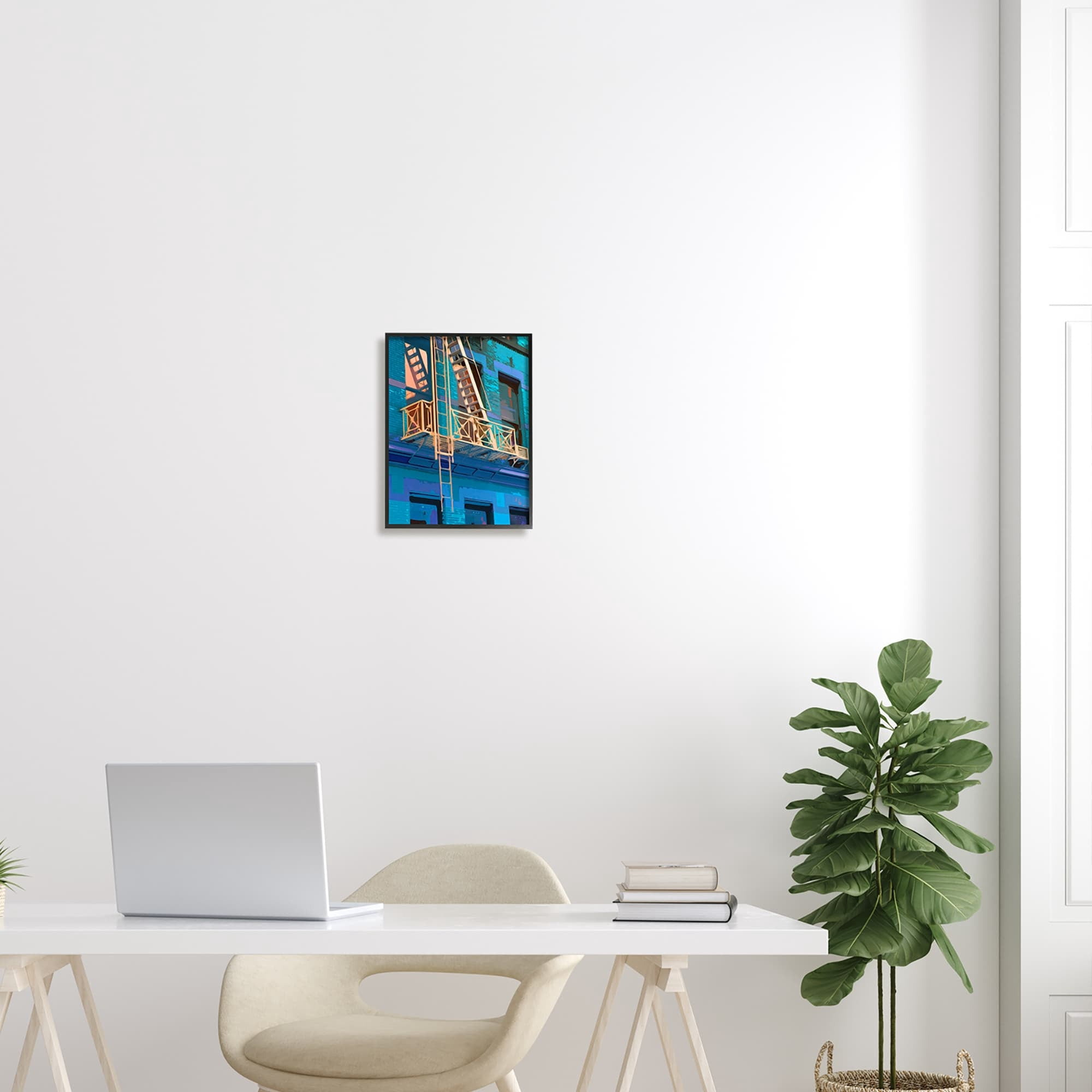 Stupell Industries Urban City Architecture Building Blue Evening Lighting Painting Gray Framed Art Print Wall Art, Design by Noah Bay
