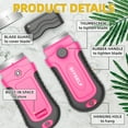 thumbnail image 3 of DIYSELF 1 Pack Razor Blade Scraper with 15 Extra Blades, Scraper Tool for Cleaning Window, Paint, Cooktop, Oven, Glass Stove Top Scraper, Razor Scraper with Buit-In Blade Storage (Pink), 3 of 6