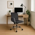 thumbnail image 4 of 2xhome Set of 2 Mid Century Office Swivel Task Chair With Arms Wheels Modern Black Desk Chair Ergonomic Mid back PU Leather Arm Rest Adjustable Height, 4 of 14