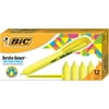 BIC Brite Liner Retractable Highlighter, Chisel Tip, Yellow, 12-Count