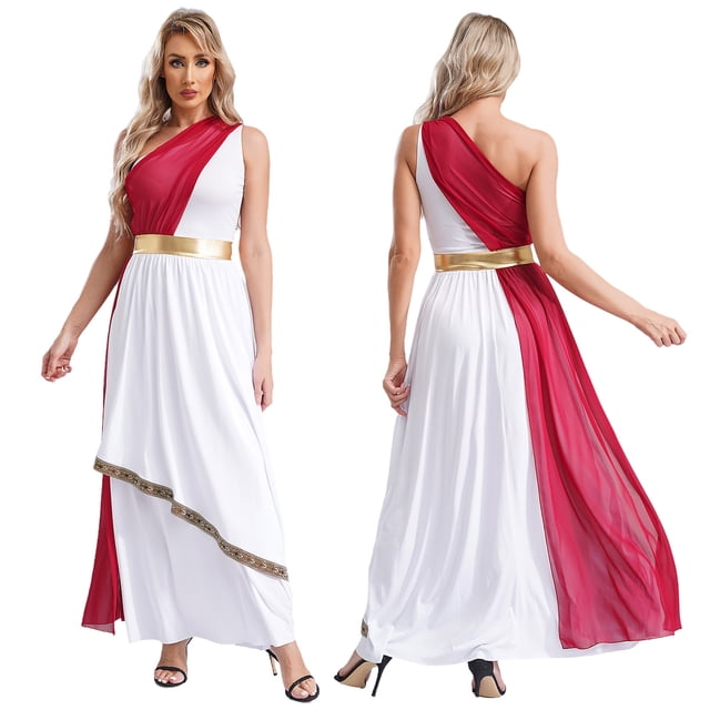 Aislor Robe de Danse Sans Manches Maxi Robe en Chiffon Superpositions Costume de Prière d'Église Tunique Bourgogne G
