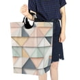 thumbnail image 4 of Yayeee Freestanding Laundry Hamper with Handle Collapsible Large Storage Basket for Clothes, Pink Geometric, 4 of 7