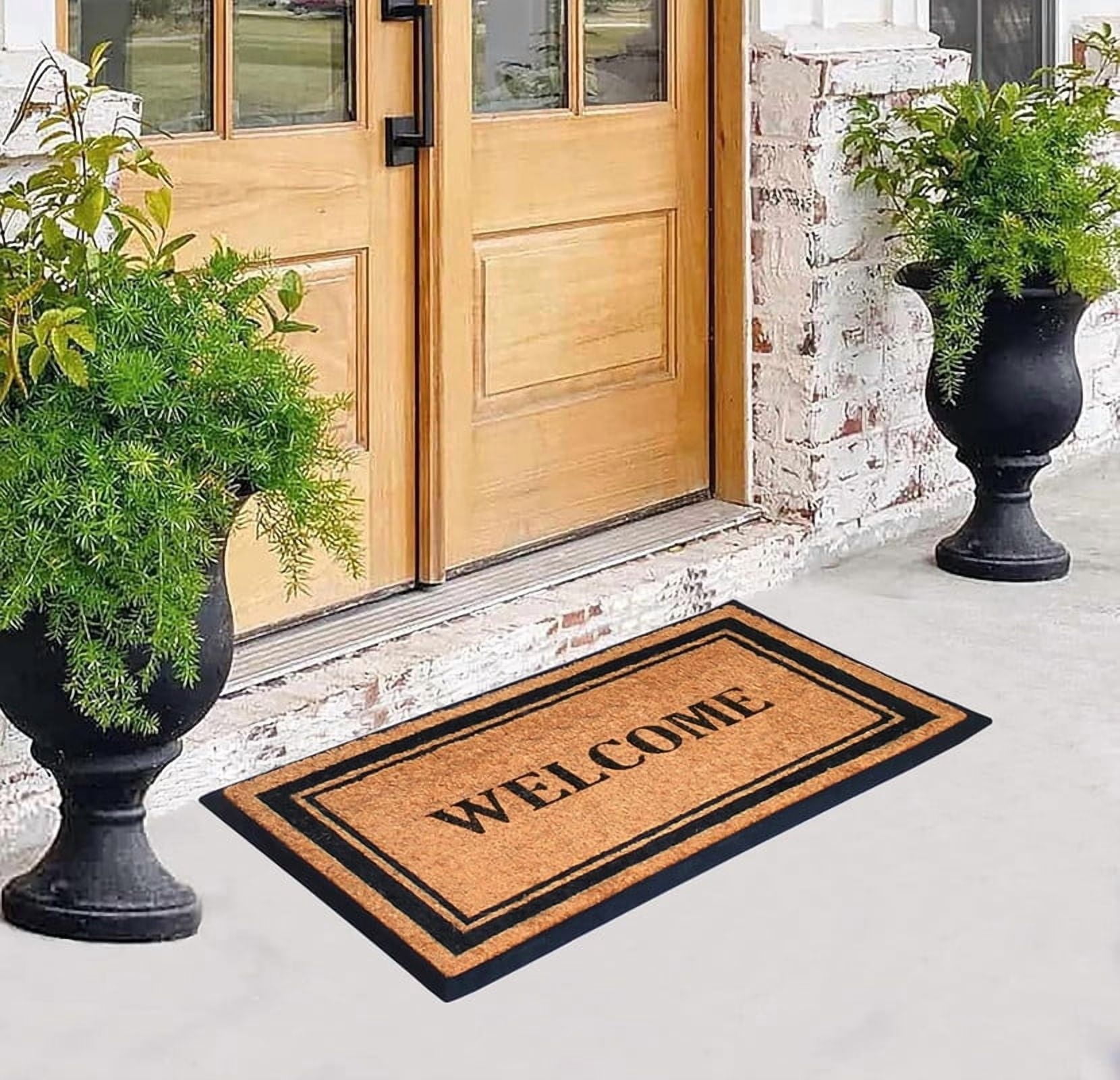 A1HC Natural Coir & Rubber Front Door Mat, 30"x48", Heavy Duty Large Size and Anti-Shed Fade-Resistant Doorrmat for Outdoor Entrance