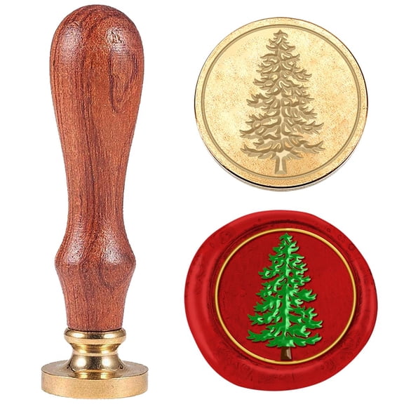 3D Pine Tree Wax Seal Stamp Vintage Plants Sealing Stamps 1" Removable Brass Head Seal Stamp with Wooden Handle Sealing Wax for Envelope Greeting Card Wedding Invitations Gift Wrapping