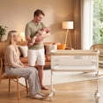 thumbnail image 2 of AILEEKISS Bedside Bassinet for Newborn, 6 Height Adjustable Baby Bassinet with Wheels, Beige, 2 of 9