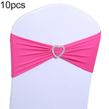 

Frogued 10Pcs Elastic Bowknot Band Party Chair Sash Cover Belt Wedding Banquet Decor