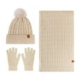 thumbnail image 3 of 3 Pcs Winter Satin Silk Lined Beanie Hat Long Knit Scarf Touchscreen Wool Gloves Set for Women Men, 3 of 4