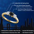 thumbnail image 2 of Gem Stone King 18K Yellow Gold Plated Silver Black Sapphire and Lab Grown Diamond Engagement Ring for Women | 1.23 Cttw | Round 5MM | Gemstone September Birthstone | Size 7, 2 of 6