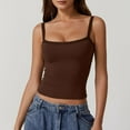thumbnail image 2 of MESSUEN Camisole Tops for Women Crop Top Square Neckline Camisole Lace Top Double Lined Tank Top Spaghetti Strap Club Shirt Square Neck Vest Women's Tops Women's Casual Tank Tops Coffee S, 2 of 5