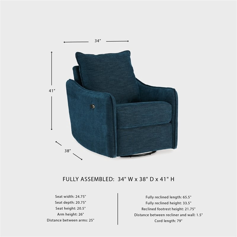 Signature Design by Ashley McBurg Navy Swivel Power Recliner