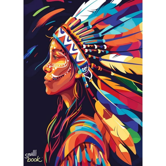 5D Diamond Art Colorful Feather Native Indian Woman DIY Paint with Full Drill Round Diamond Gems Painting by Number Kits for Adults Art Craft Home Wall Decor 15.8x19.8in(1)