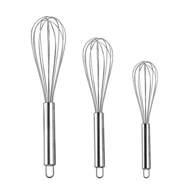 Paquete de 3 batidores de acero inoxidable de 8.6"+10.2"+12.2", juego de batidores de alambre, herramienta de cocina, batidores de cocina para cocinar, mezclar, batir, batir, revolver Sailing Electrónica