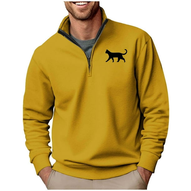 Blusa y camisa de manga larga con cuello alto para hombre, sudadera con capucha estampada, jersey deportivo con media cremallera, blusa de manga larga con cuello alto para hombre, blusa de poliéster