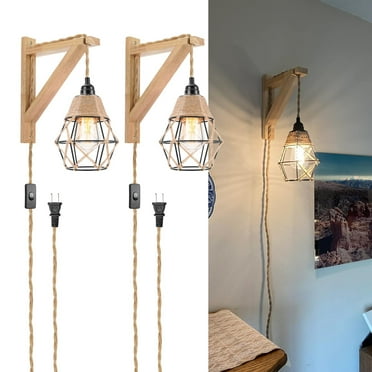 Motent Wall Sconces Set of Two Plug in, Farmhouse Wall Light Fixtures with 8.21FT On/Off Switch Cord