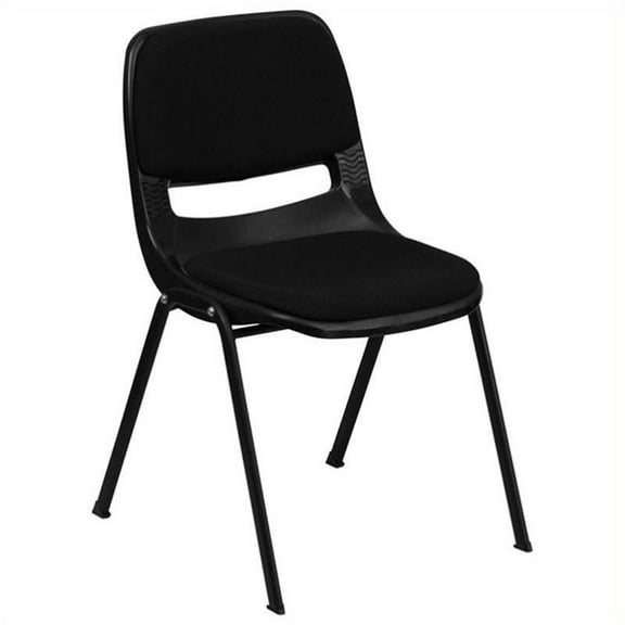 Bowery Hill Ergonomic Shell Stacking Chair in Black