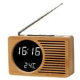 thumbnail image 1 of eccomum Multifunctional Retro Bedside Wood High Definition Large Screen Digital Display The Stripes Net Bamboo Mirror Surface White Light, 1 of 7