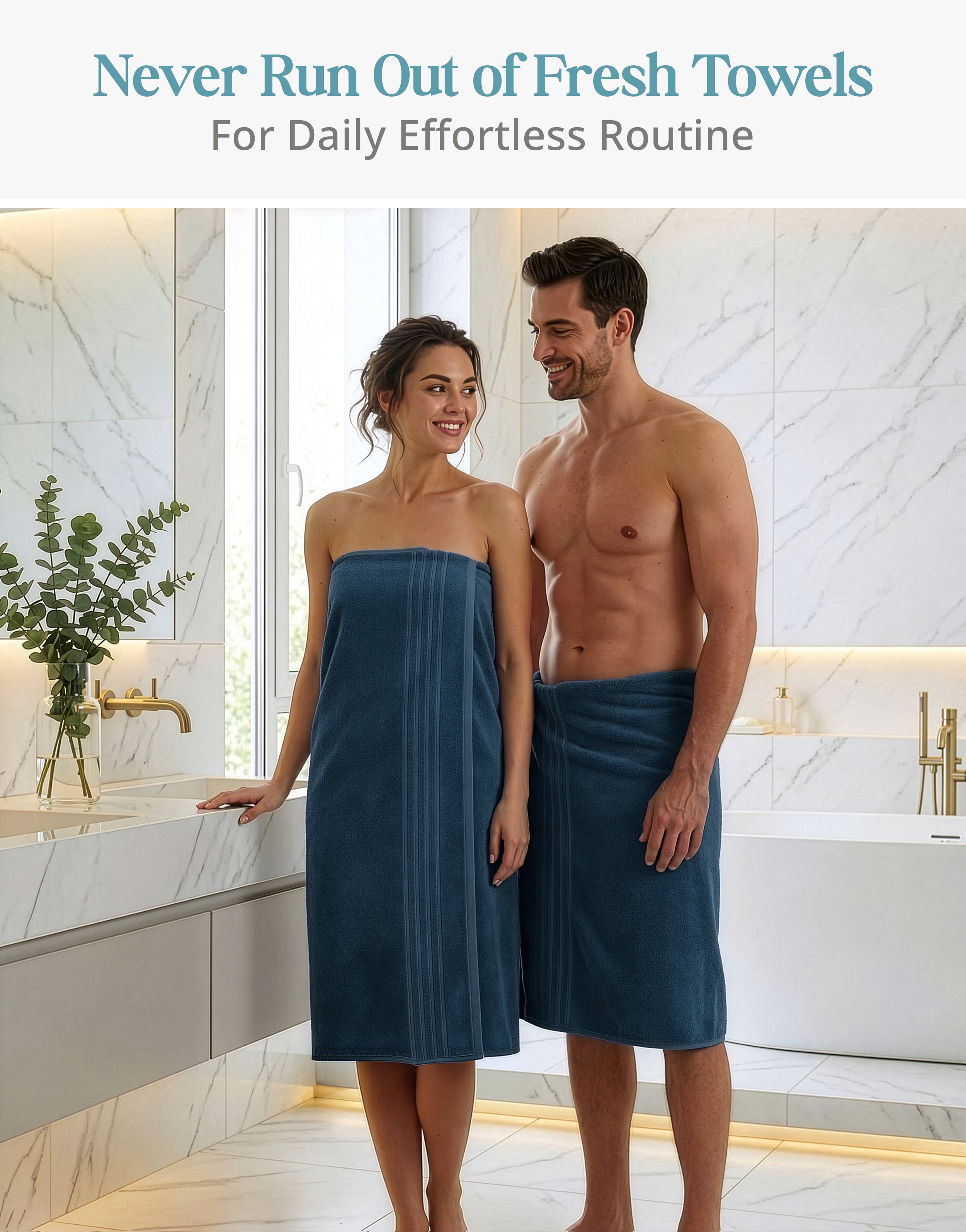 Casa Platino 4-Pack Large Bath Towels for Bathroom – Soft, Highly Absorbent & Quick-Dry, Ring Spun Cotton Towels for Home & Spa - Steel Blue