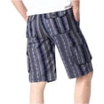 thumbnail image 2 of Birdeem Mens Plus Size Cargo Stripe Shorts Multi-Pockets Relaxed Summer Beach Shorts Pants, 2 of 3