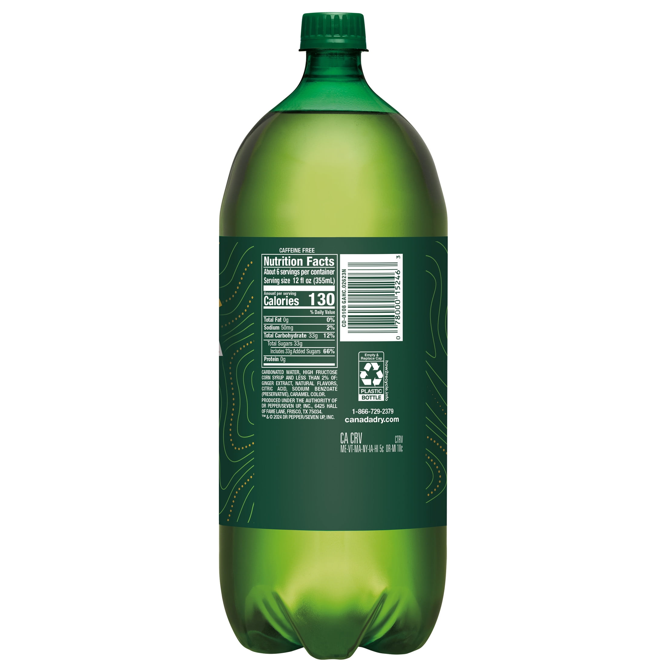 Canada Dry Ginger Ale Soda Pop, Caffeine Free, 2 Liter Bottle