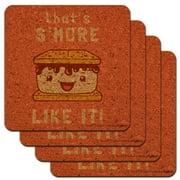 That's S'More Like It Funny Humor Low Profile Novelty Cork Coaster Set