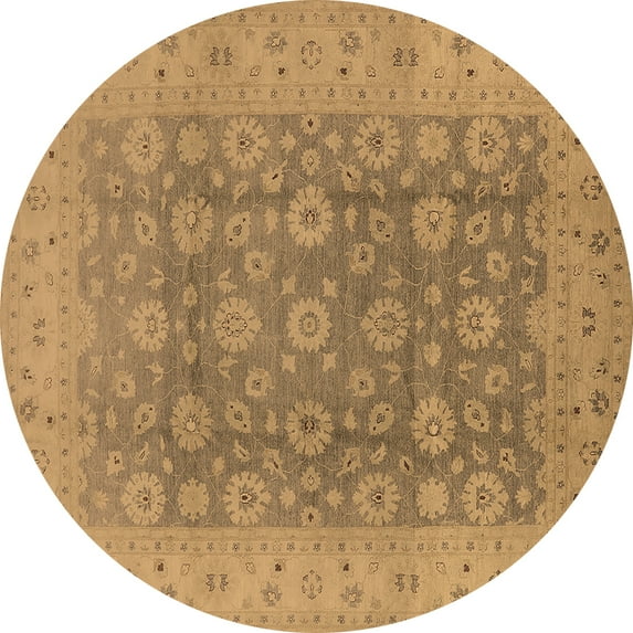 Ahgly Company Indoor Round Oriental Brown Traditional Area Rugs, 3' Round