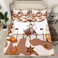 thumbnail image 2 of Manfei Cowboy Tribal Queen Sheet Sets,Retro Rustic Horseshoe Flat Sheet,Cute Cow Pattern Queen Fitted Sheet For Boys Teens,Breathable Home Decor,4-Piece, 2 of 7