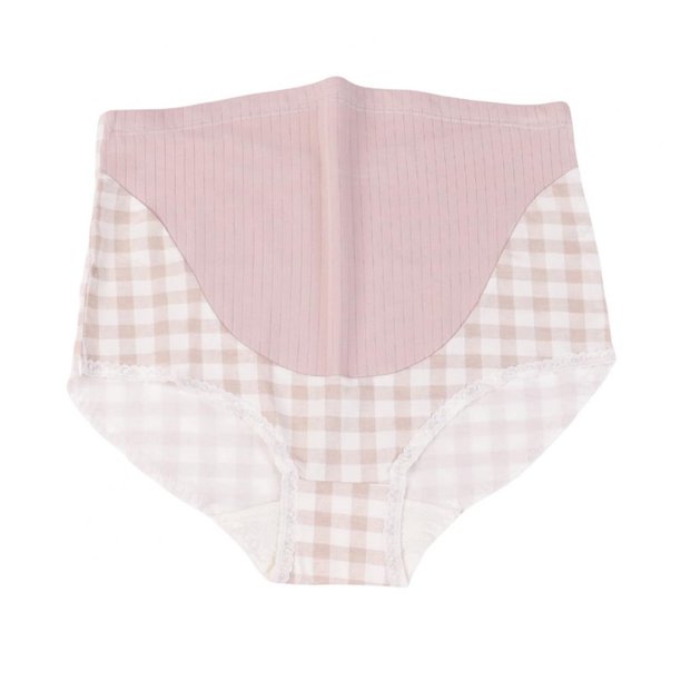 Ribbed Maternity Panties High Waist Panties for Pregnant Adjustable Plaid Underwear Pregnancy
