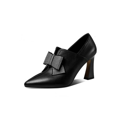 

Lacyhop Ladies Casual Comfort Pumps Lightweight Slip On Shoe Fashion Pointed Toe High Heel Pump Black 4