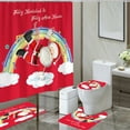 thumbnail image 2 of Tyidzon 4Pcs Christmas Shower Curtain Set with Non-Slip Bathroom Rugs Toilet Lid Cover U-Shaped Mats for Home Bathroom Xmas Decor, Waterproof Shower Liner 71x71", 2 of 5