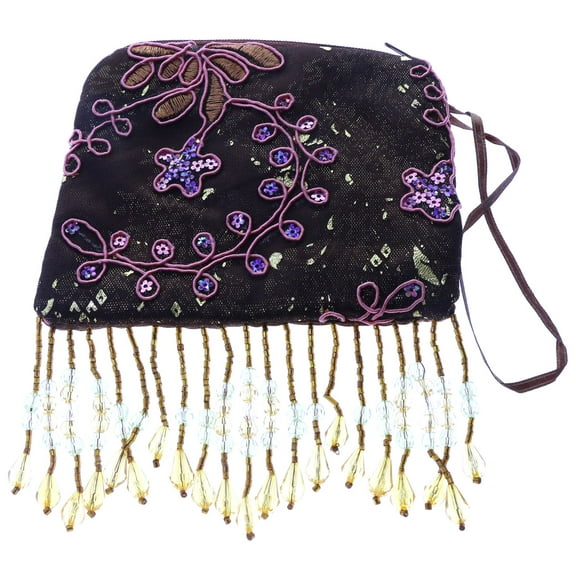 Mi Amore Floral Design Coin Purse Brown/Multicolor