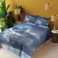 thumbnail image 3 of Ambesonne Landscape Fitted & Top Sheet Set with Shams, Sunbeams from Clouds, Grey Blue, 3 of 5