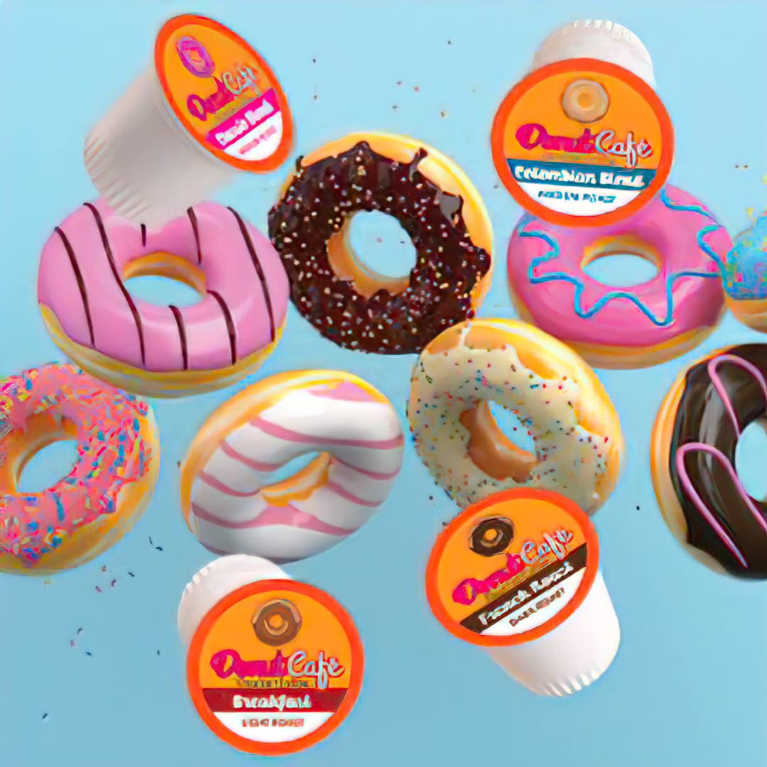 Donut Cafe Single Serve Coffee Pods Flavored Variety Pack (Pecan, Coconut, Salted Caramel, Hazelnut) 80 Ct