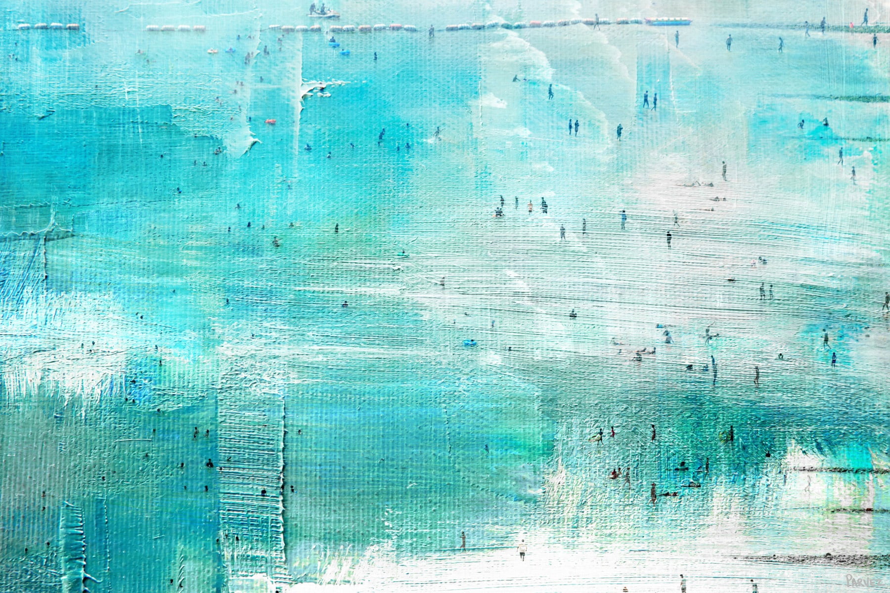 "Aqua Surf" Painting Print on Wrapped Canvas