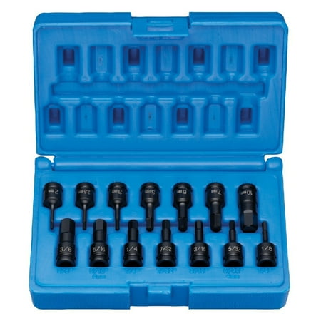 

Grey Pneumatic 9298HC 14-Piece 1/4 in. Drive SAE/Metric Hex Driver Impact Socket Set